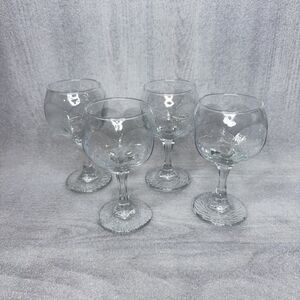 4x Libbey Chivalry Hock Wine Glasses Stemmed Clear Goblet Glass 5.5" Tall
